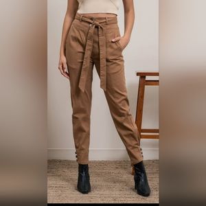 Brand New High Rise tie pants with cuffed hem